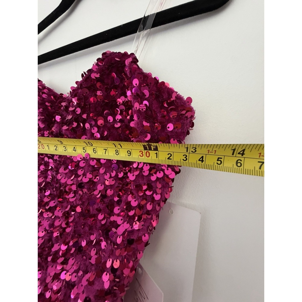 Midnight Doll Sz XS Pink Sequin Strapless Women Mini Dress - Picture 7 of 9